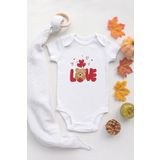 Organik%100 Pamuk Uzun Kollu Beyaz Love Teddy Bear Bebek Body Bebek Badi Çıtçıtlı Zıbın, 2-4 Yaş