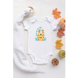 Organik%100 Pamuk Uzun Kollu Beyaz Tiger Bebek Body Bebek Badi Çıtçıtlı Zıbın, 12 Ay
