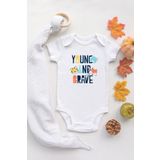Organik%100 Pamuk Uzun Kollu Beyaz Young And Brave Bebek Body Bebek Badi Çıtçıtlı Zıbın, 3 Yaş