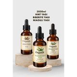 Organix Hint Yağı + Biberiye Yağı + Niaouli Yağı - Soğuk Sıkım Saç & Cilt Bakım Seti – %100 Doğal - 3x50ml