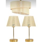 Organix Home Avize & abajur 3’lü Set Hasır Gold Tasarım ( Renk çeşitleri) - Gold - Krem Rengi