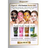 Organix Yüz Maskesi Premium 4'lü Set - Siyah, Pembe, Altın, Aloe Vera (4x150ml)