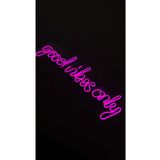 organizasyon outlet Neon Led Işıklı Good Vibes Only Yazısı Gece Lambası Dekoratif Duvar Aydınlatması 24x70cm