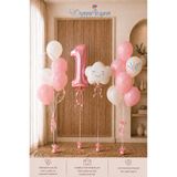 Organizasyon Pazarı 1 Yaş Doğum Günü Balon Seti | Pembe Kız Konsepti | Folyo Rakam Bulut | Doğum Günü Özel Gün Süsleme