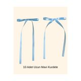 Organizasyon Pazarı 10 Adet Uzun Mavi Kurdele Dekoratif Saten Fiyonk Hediye Paket Süsü Parti Düğün Nişan Yeni YılSüsleme