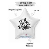 Organizasyon Pazarı 18 inç Beyaz Yıldız Folyo Balon | İyi Ki Doğdun Hediye Kutusu Baskılı | Doğum Günü Parti Süsleme Balonu