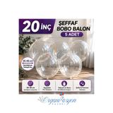 Organizasyon Pazarı 20 İnç Şeffaf BOBO Balon 5 Adet – Şeffaf Parti Balonu Doğum Günü, Organizasyon, Süsleme Balonu