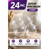 Organizasyon Pazarı 24 İnç Şeffaf BOBO Balon 5 Adet – Şeffaf Parti Balonu Doğum Günü, Organizasyon, Süsleme Balonu