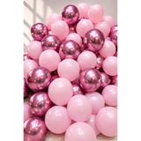 Organizasyon Pazarı 5 Krom Pembe & 5 Makaron Pembe Balon Seti 10’lu | Doğum Günü, Baby Shower, Parti Süsleme Balonları