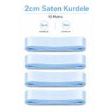 Organizasyon Pazarı Bebek Mavi Saten Kurdele 2cm 10 metre Bobo Balon Süs Hediyelik Süs Pasta Süs Bohça Çeyiz