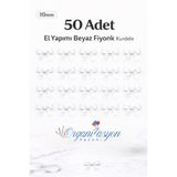 Organizasyon Pazarı Beyaz Premium Fiyonk Saten Kurdele 10mm 50 Adet Balon Süs Hediyelik Süs Pasta Süs Bohça Çeyiz