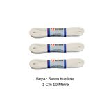 Organizasyon Pazarı Beyaz Saten Kurdele 1cm 10 metre Balon Süs Hediyelik Süs Pasta Süs Bohça Çeyiz