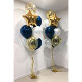 Organizasyon Pazarı Gold Yıldız Gece Mavisi Balon Seti Yıldız Gold Konfeti Doğum Günü & Özel Gün Süsleme Balon Buketi