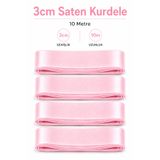 Organizasyon Pazarı Pembe Saten Kurdele 3cm 10 metre Bobo Balon Süs Hediyelik Süs Pasta Süs Bohça Çeyiz