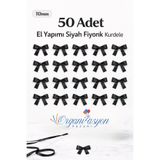 Organizasyon Pazarı Siyah Premium Fiyonk Saten Kurdele 10mm 50 Adet Balon Süs Hediyelik Süs Pasta Süs Bohça Çeyiz