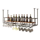 Organize Mutfak Endüstriyel Şarap Rafları Duvara Monte Cam Tutucu, Rustik Metal Asma Duvara Monte Şişe Tutucu, Dolap/Mutfak/Bar Şarap Rafı için, Siyah/Commercia (Siyah 80CM)