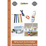 #Organizer Naylon Siyah Çok Amaçlı Organizer Şık 10'Lu Cırt Cırtlı Kablo Düzenleyici Kelepçe Seti - 15Cm
