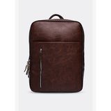 Organizer Premium Deri Sırt Laptop Çantası Unisex Crazy Kahverengi