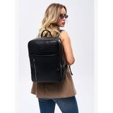 Organizer Premium Deri Sırt Laptop Çantası Unisex Siyah Kroko