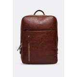 Organizer Premium Deri Sırt Laptop Çantası Unisex Taba Nova