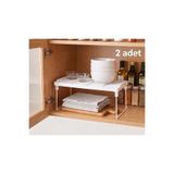 ORGANİZERS 2 Adet Mini Dolap içi Raf Düzenleyici organizer Çay Bardak Fincan Banyo metal ayaklı raf