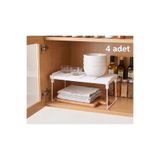 ORGANİZERS 4 Adet Mini Dolap içi Raf Düzenleyici organizer Çay Bardak Fincan Banyo metal ayaklı raf