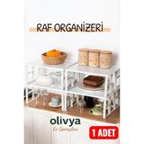 Organizers Raf Düzenleyici Dolap Içi Düzenleyici Raf Tabak Bardak Rafı Raf Yükseltici - 1 Adet