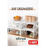 Organizers Raf Düzenleyici Dolap Içi Düzenleyici Raf Tabak Bardak Rafı Raf Yükseltici - 3 Adet