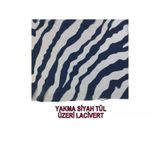Organze Yakma Tül Siyah Üzeri Lacivert Renkte En: 140 Cm-2741 Renkli
