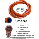 Orgaz Tüp Gaz Hortumu 3 Metre 2 Kelepçe Tse Lpg Hortum Aygaz Ocaklar Sanayi Tip Ocaklara Uygun 10MM - uzun