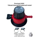 Orgaz Yüksek Basınçlı Ayarlı 6 Kademeli Sanayi Tipi 12KG Şişman Tüp Dedantörü Kilitlenir Metal Regülatör