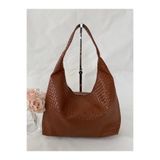 Örgü Deri Omuz Çantası Hobo Çanta – Omuz Askılı, Yumuşak Deri, Günlük & Şık Spacious Shoulder Bag Kahverengi Standart