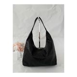 Örgü Deri Omuz Çantası Hobo Çanta – Omuz Askılı, Yumuşak Deri, Günlük & Şık Spacious Shoulder Bag Siyah Standart
