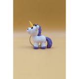 Örgü Desenli Mor Kuyruk Unicorn Anahtarlık (Plastik)
