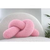 Örgü Desenli Pembe Dekoratif Peluş Yastık, 160 cm, Düğüm Tasarım Kırlent