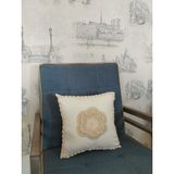 Örgü Motifli Yastık - Bej - Organik & El Yapımı - 43 x 38