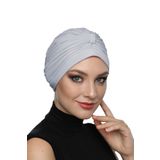 Örgülü Açık Gri Hazır Türban Tesettür Havuz Bonesi