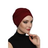 Örgülü Bordo Hazır Türban Tesettür Havuz Bonesi