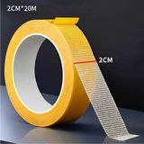 Örgülü Çift Taraflı Bant 20Mm 20 Metre Fiber Takviyeli Dokuma Örgü Bez Destekli Silikon Yapıştırıcı Kalıntısız Soyulabilir Sabitleme Ahşap Isleme Sablonu Halı Kaydırmaz Montaj Bandı