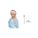 Örgülü Karlar Ülkesi Frozen Elsa Peruğu Tacı ve Sopası Çocuk Boy (5440)