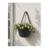 ÖRGÜM Çiçeklik Dekoratif 14X13 CM Hasır Görünümlü Saksılık ÇİÇEK VE AHŞAP ASKI DAHİL DEĞİLDİR