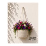 ÖRGÜM Çiçeklik Dekoratif Saksı Sepeti 20X15 Cm Çok Amaçlı Sepet ( AHŞAP ASMA APATI VE BİTKİ DAHİL DEĞİLDİR )