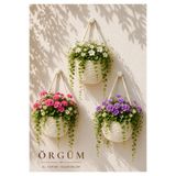 ÖRGÜM Sepet Dekoratif Mini Çiçeklik Yapay Çiçek Sepeti BİTKİLER VE AHŞAP ASKILAR DAHİL DEĞİLDİR