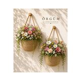 ÖRGÜM Sepet Mini Dekoratif 2'Li Çiçeklik 12x10 Cm ( BİTKİLER VE AHŞAP ASKILAR DAHİL DEĞİLDİR SADECE SEPETLERİN FİYATIDIR)