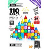ORH MARKET 110 Parça 7.5 cm Büyük Boy Manyetik Blok Seti | Güçlü Mıknatıslı Zeka Geliştirici Eğitici Oyuncak