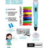 ORH MARKET - 3D Kalem USB Kablolu Üç Boyutlu Yazıcı Kalem Printer-Mavi (Çok Renkli -109METRE-)