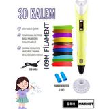 ORH MARKET 3D Kalem USB Kablolu Üç Boyutlu Yazıcı Kalem Printer-Sarı (Çok Renkli Filament -109METRE-)