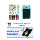 ORH Market 3D Pen 3D Kalem Üç Boyutlu Yazıcı Kalem Printer Ve Mavi Panda Grafik Tablet Set USB KABLOLU - MAVİ