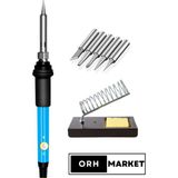 ORH MARKET 60W Kalem Havya Seti – Metal Stand 5 Uçlu, Seramik Rezistörlü Lehimleme Takımı - 1 Adet