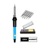 ORH Market 60w Kalem Havya Seti – Metal Stand 5 Uçlu, Seramik Rezistörlü Lehimleme Takımı